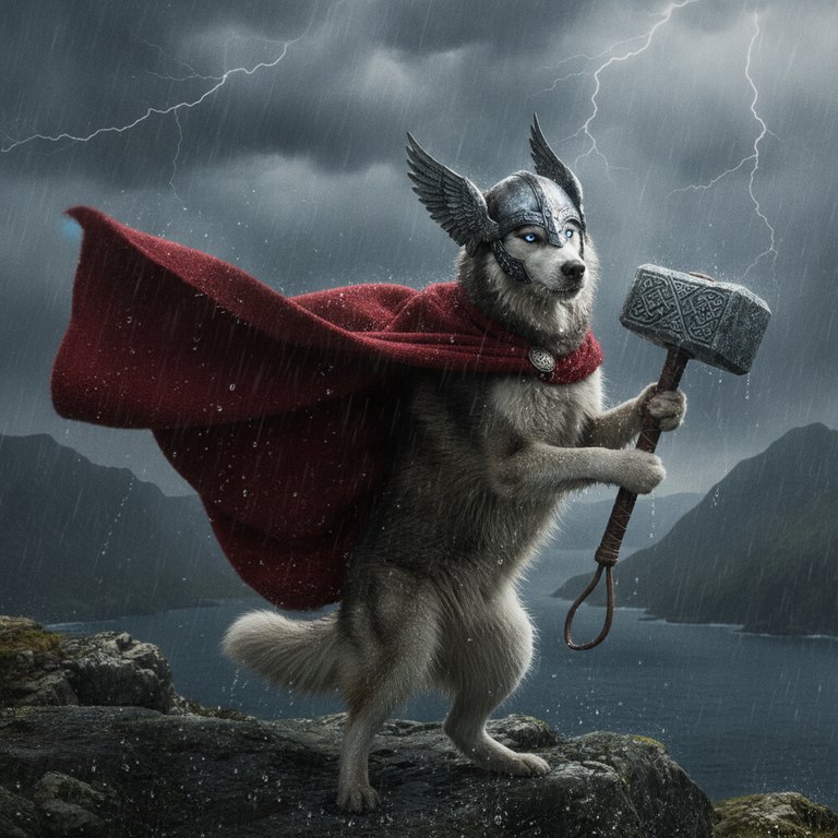 Custom pet portrait — The Thunder God