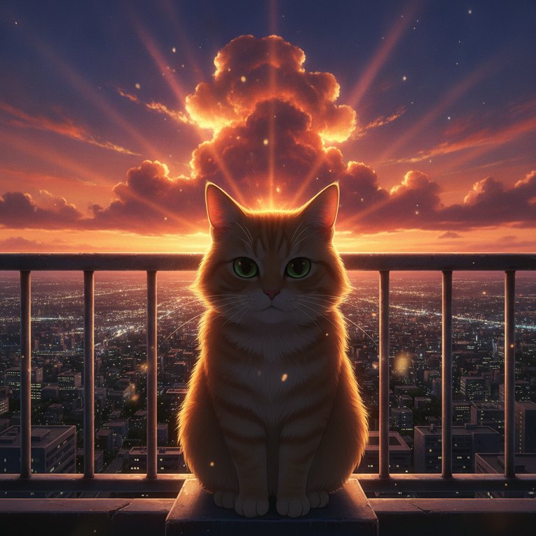 Custom pet portrait — Rooftop Twilight