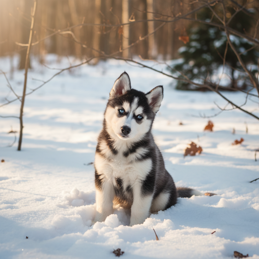 before — “Husky in a Santa hat and red scarf”